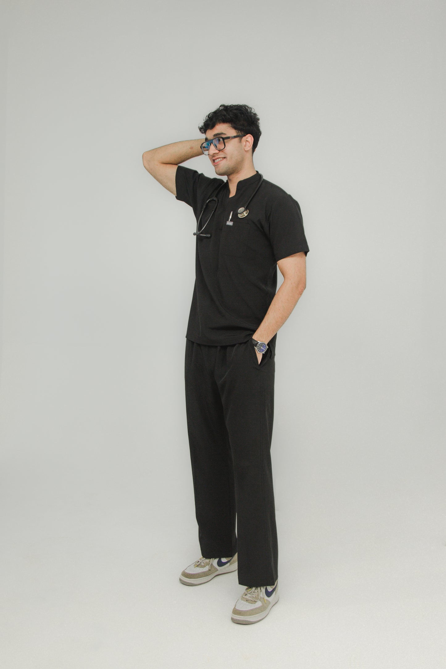 Men’s Mandarin Collar Scrub Set — Straight Pants