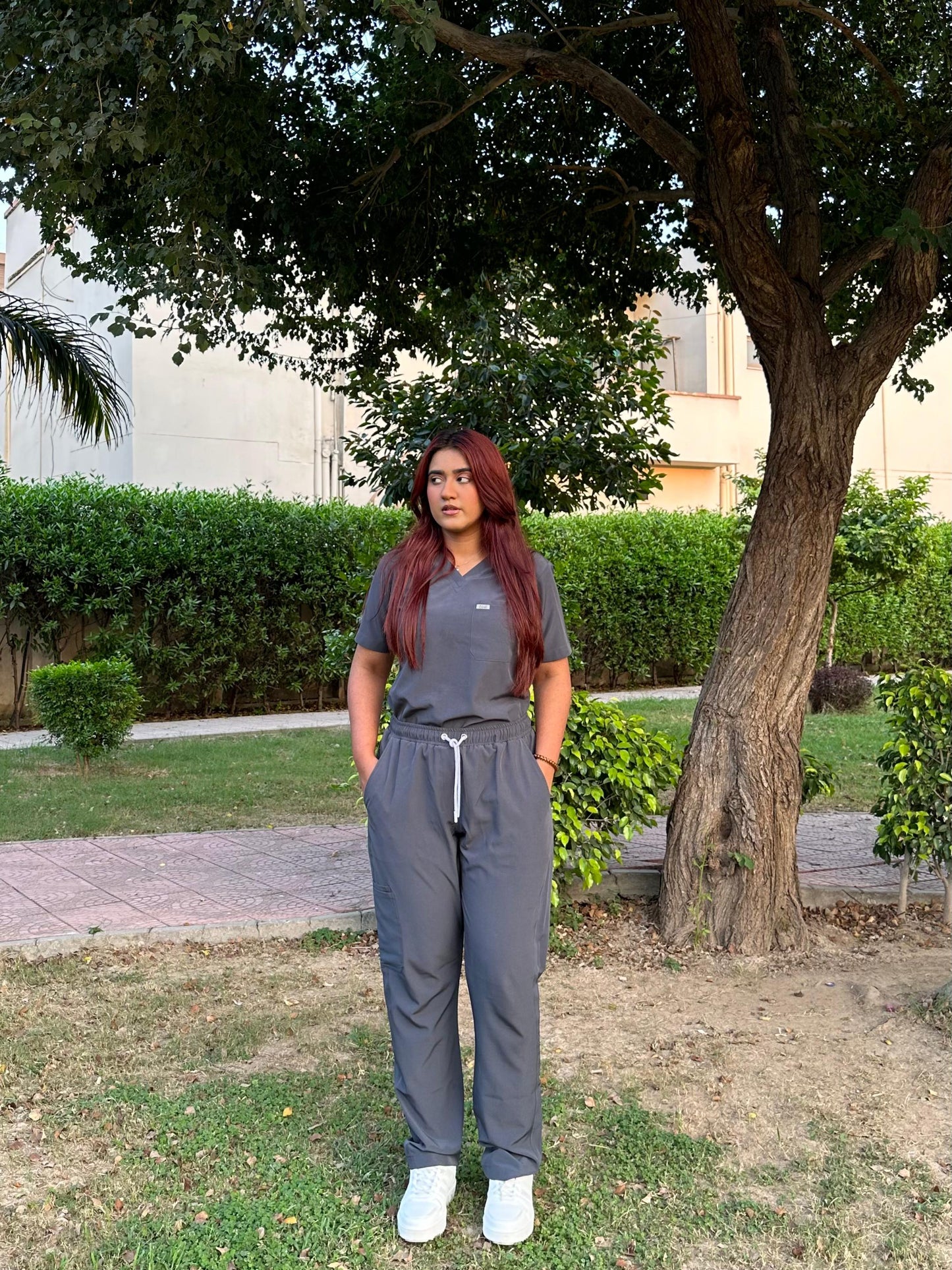 Women’s V-Neck Scrub Set — Slim Fit Pants