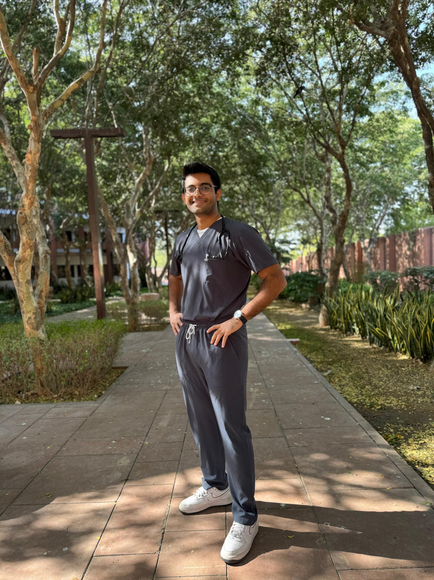 Men’s V-Neck Scrub Set — Slim Fit Pants