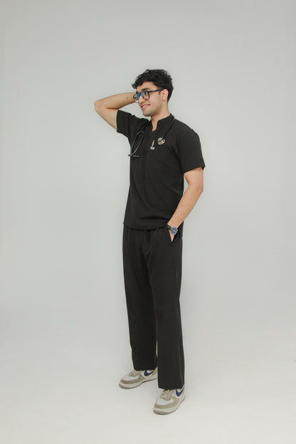 Men’s Mandarin Collar Scrub Set — Straight Pants
