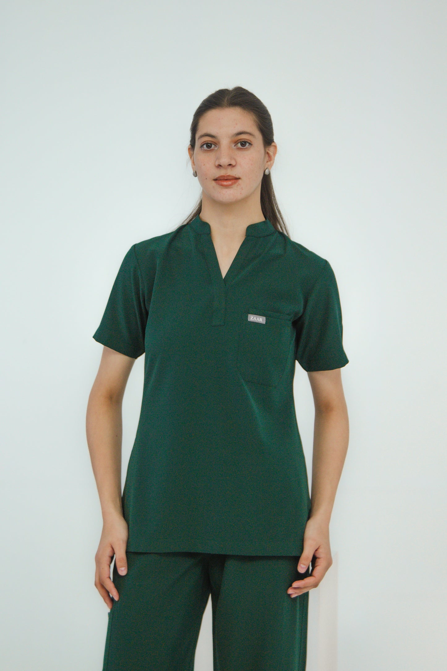 Women’s Mandarin Collar Scrub Set — Straight Pants