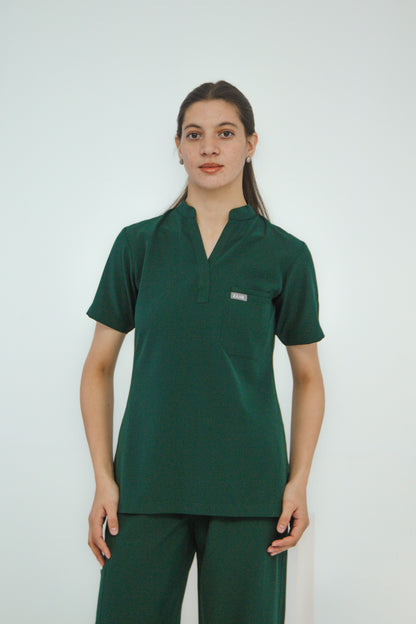 Women’s Mandarin Collar Scrub Set — Straight Pants