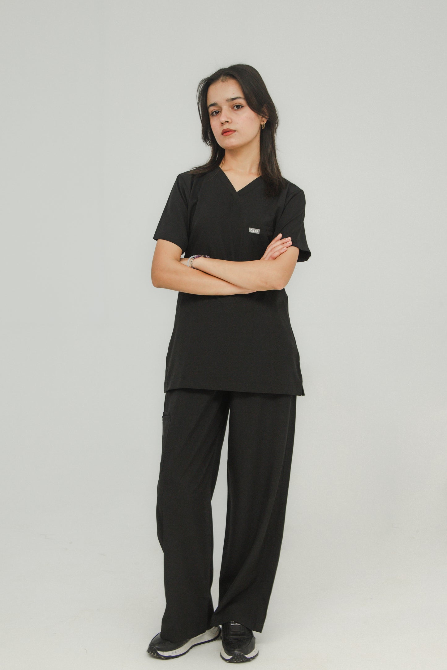 Women’s V-Neck Scrub Set — Straight Pants