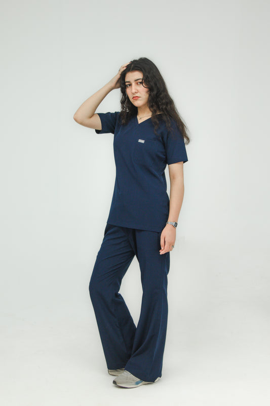 Women’s V-Neck Scrub Set — Flared Pants