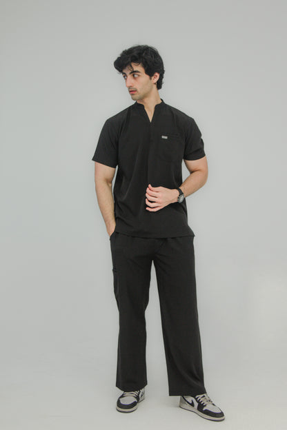Men’s Mandarin Collar Scrub Set — Straight Pants