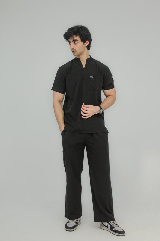 Men’s Mandarin Collar Scrub Set — Straight Pants