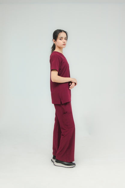 Women’s V-Neck Scrub Set — Straight Pants