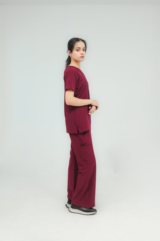 Women’s V-Neck Scrub Set — Straight Pants