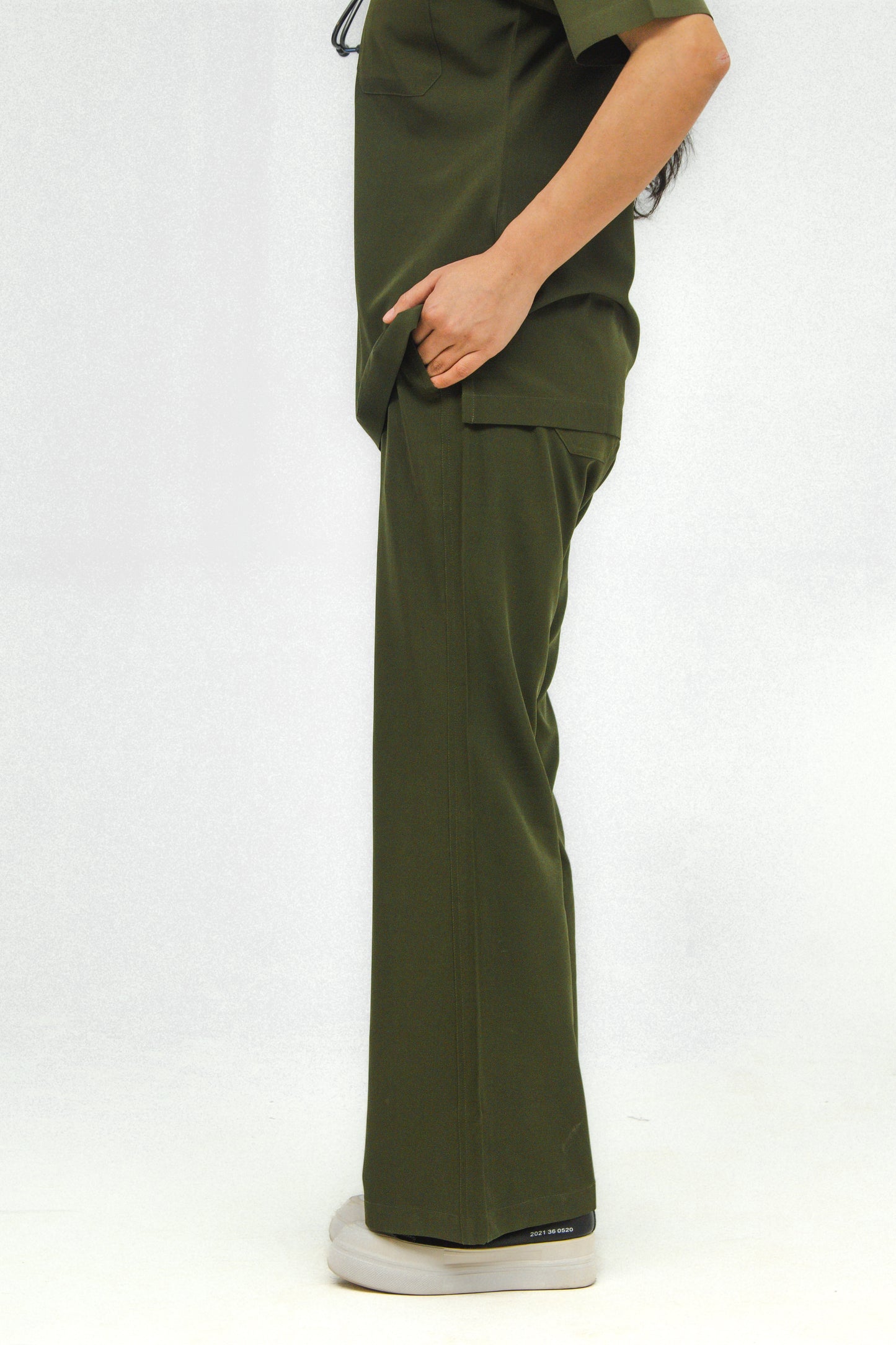 Women’s Mandarin Collar Scrub Set — Flared Pants