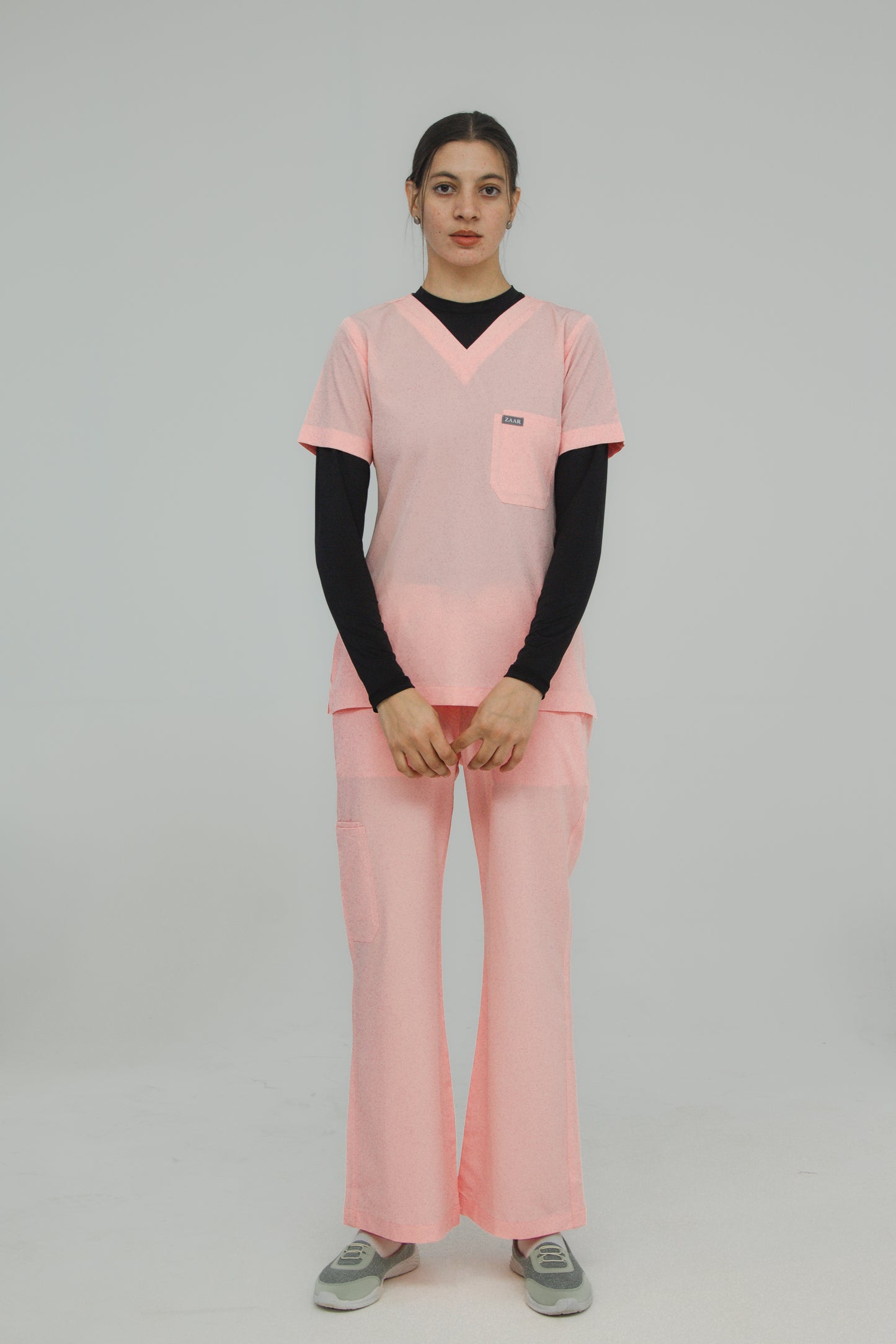 Women’s V-Neck Scrub Set — Flared Pants