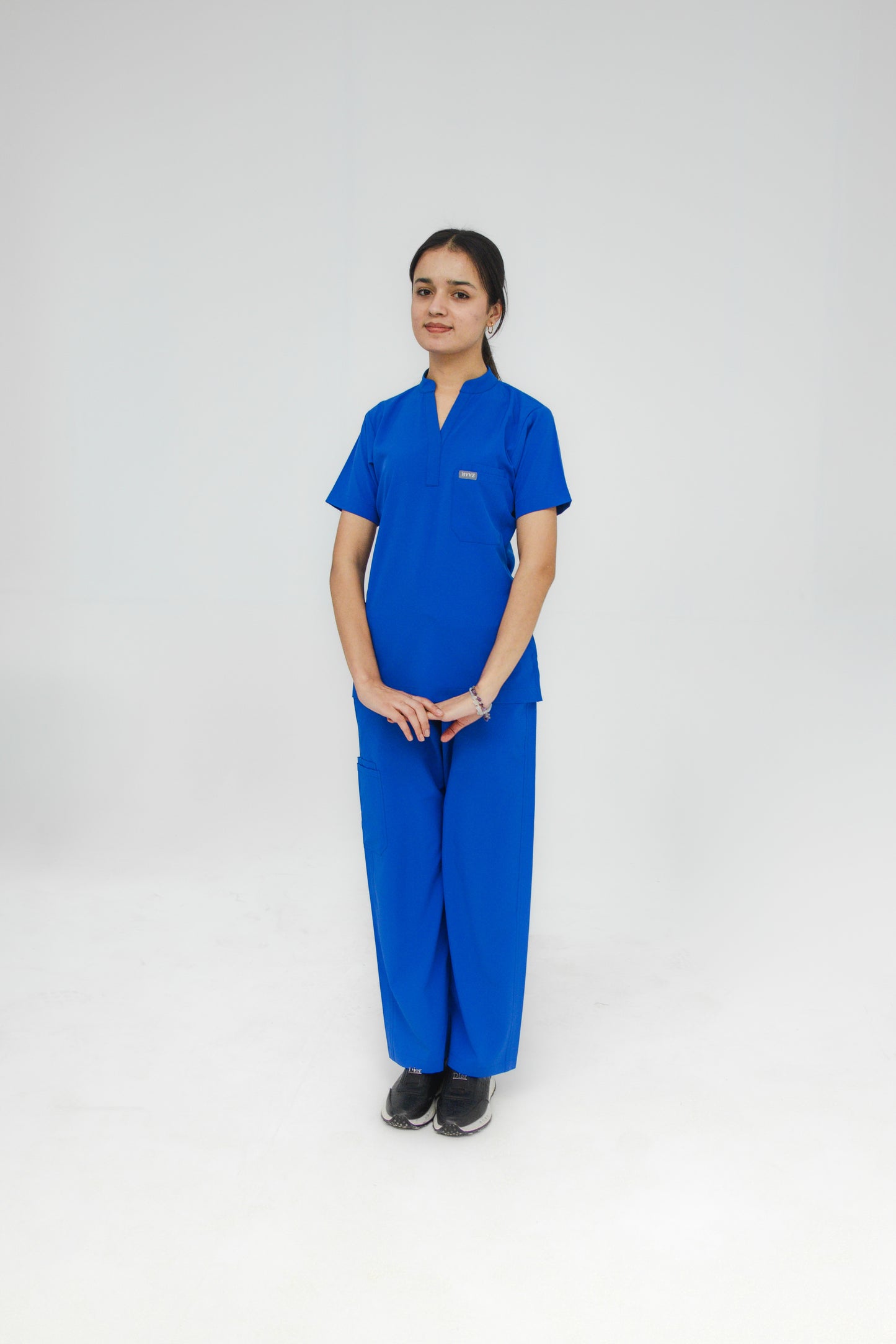 Women’s Mandarin Collar Scrub Set — Straight Pants