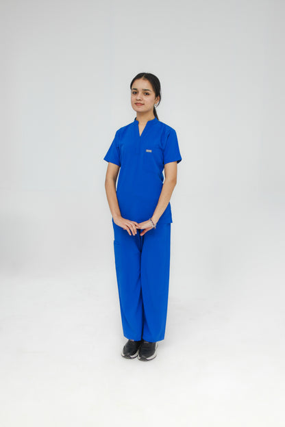 Women’s Mandarin Collar Scrub Set — Straight Pants