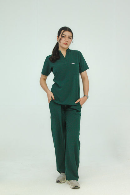 Women’s Mandarin Collar Scrub Set — Straight Pants