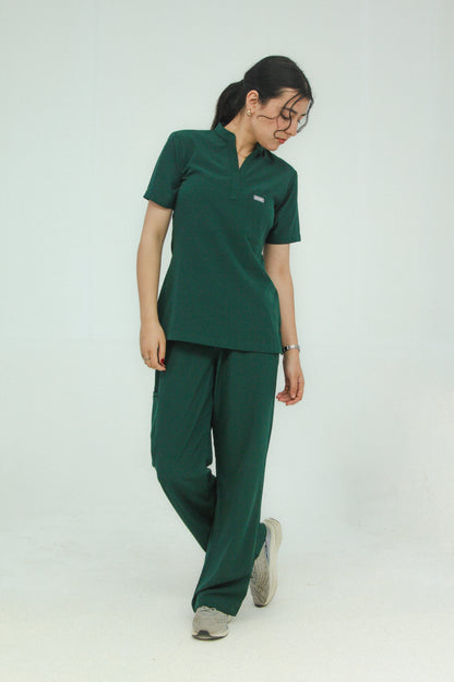 Women’s Mandarin Collar Scrub Set — Straight Pants