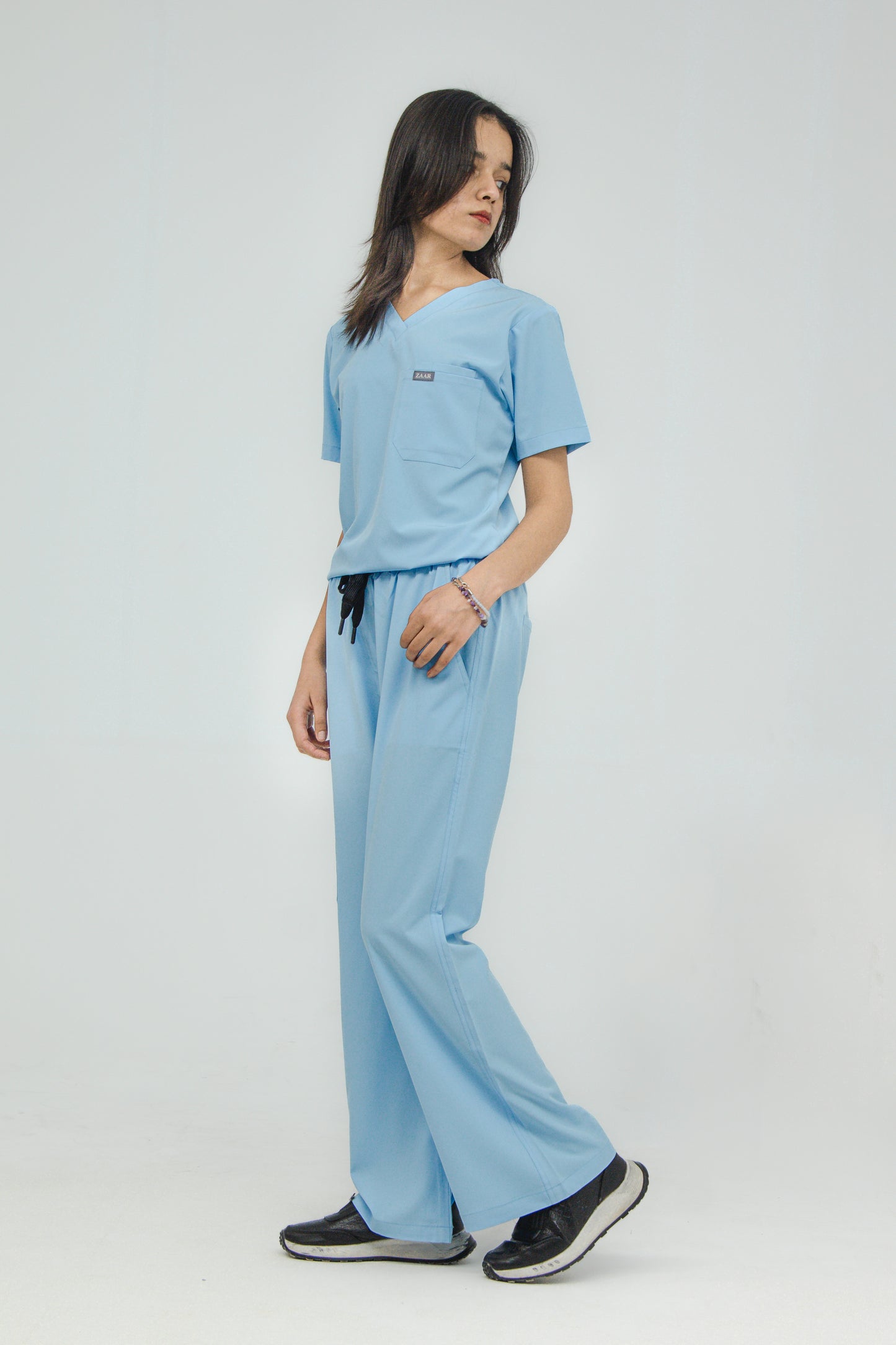 Women’s V-Neck Scrub Set — Flared Pants
