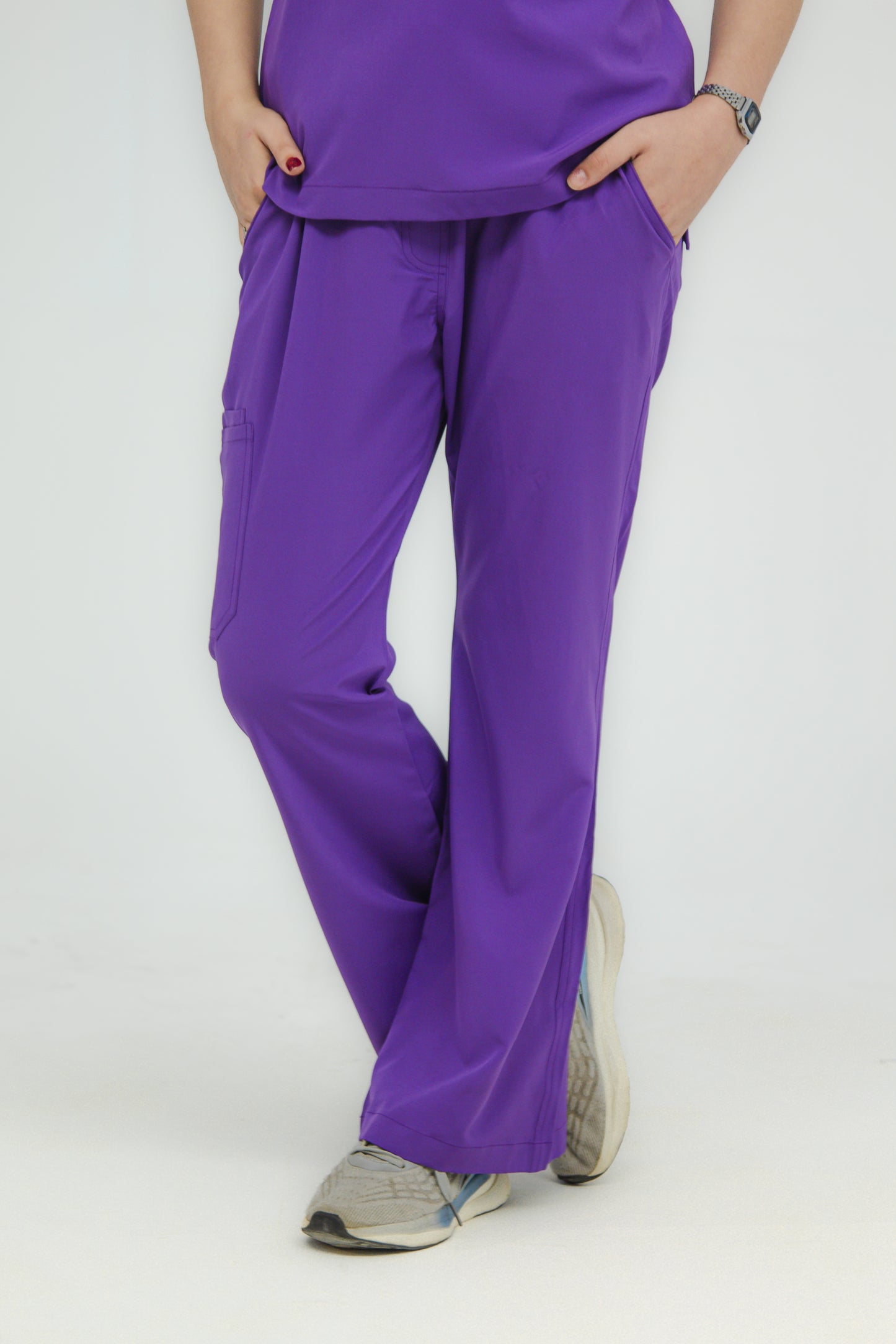 Women’s Mandarin Collar Scrub Set — Flared Pants